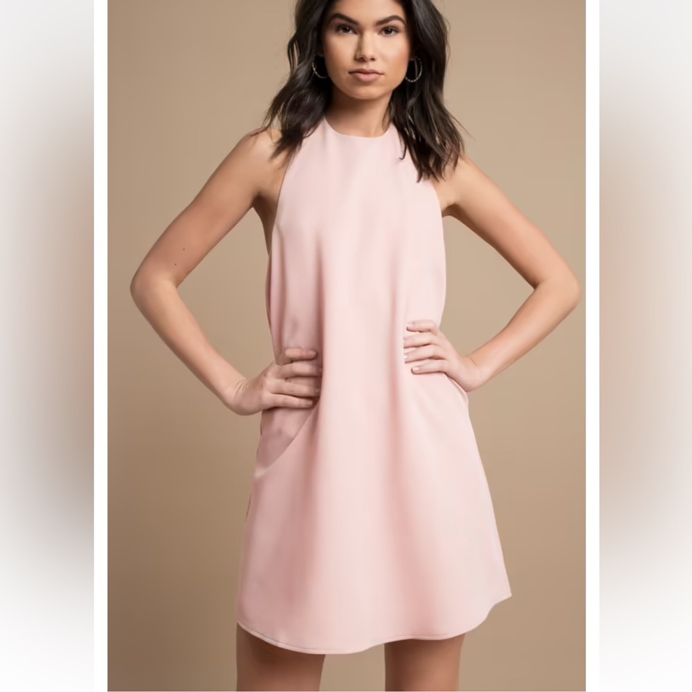 Dusty Pink Halter Open Back Mini Dress